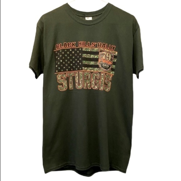 STURGIS NWT 2019 T Shirt Black Hills Motorcycle 79th Rally Green Med, New W/Tags - Picture 1 of 4
